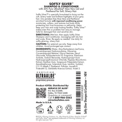 Miracle of Aloe Softly Silver shampoo image highlights UltraAloe moisture