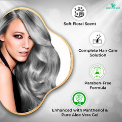 Miracle of Aloe Softly Silver shampoo rich lather demonstrates cleansing action