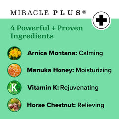 Miracle Plus Arnica Bruises Gel during application for targeted bruise relief.