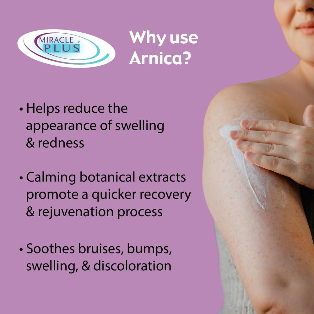 Miracle Plus Arnica Gel bruise close-up demonstrating soothing swelling support