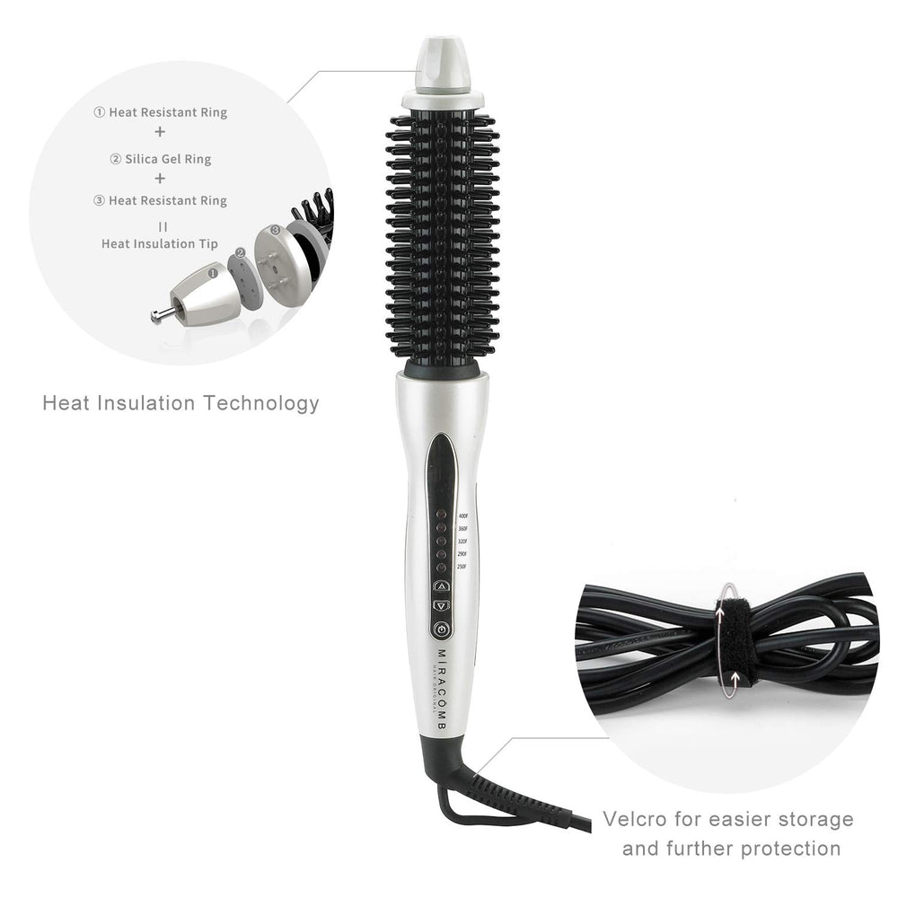 MIRACOMB hair curler 5-heat settings suit different textures and looks.