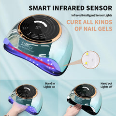 MIRAGE LAYON UV nail lamp with clear digital display showing time