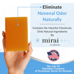 Mirai Persimmon Soap Bar closeup shows creamy lather and clean scent.