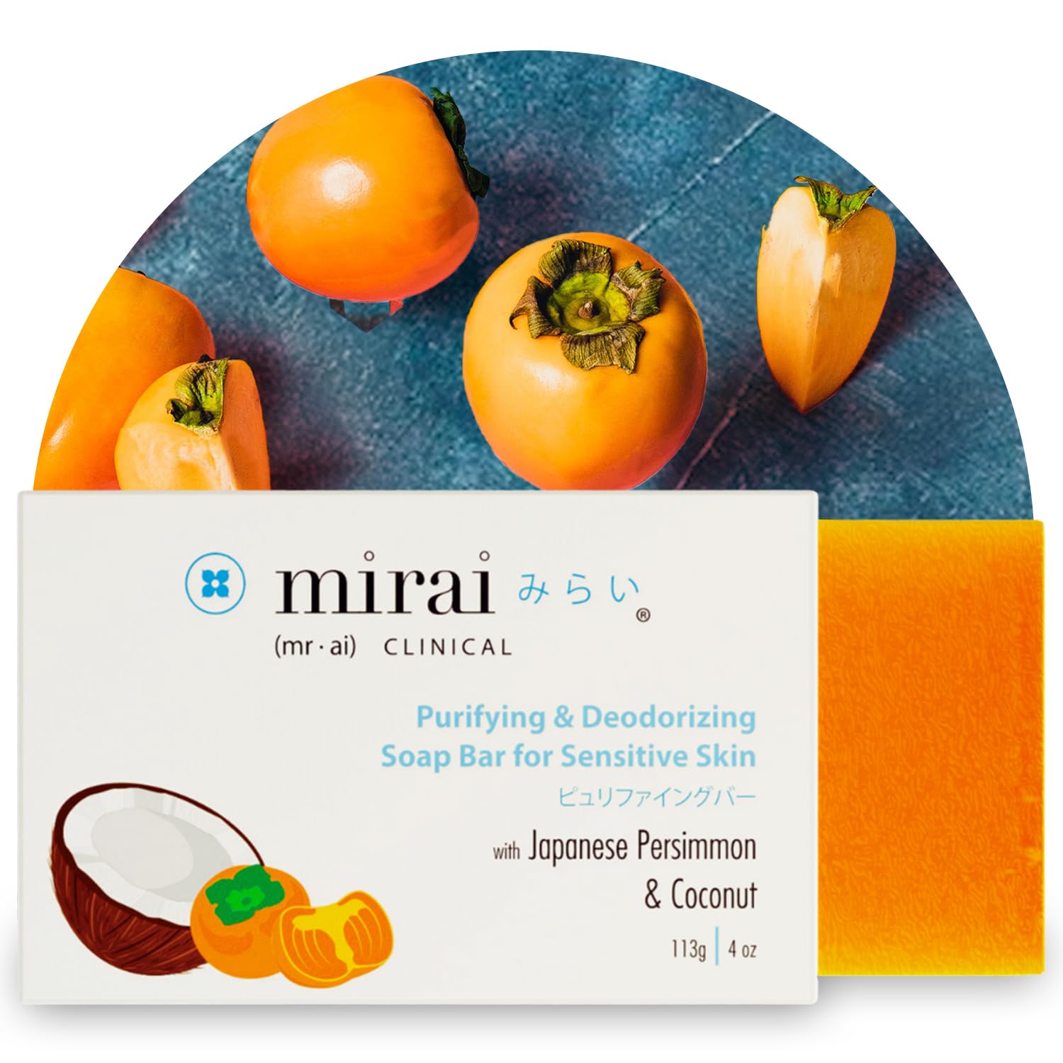Mirai Persimmon Soap Bar packaging highlights natural deodorant formula for everyday freshness.