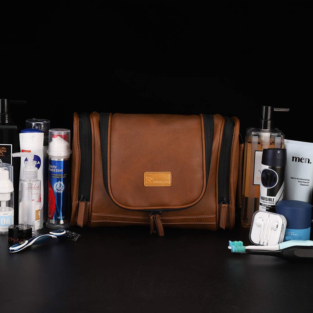 MIRASON brown leather finish travel bag showcases durable construction.