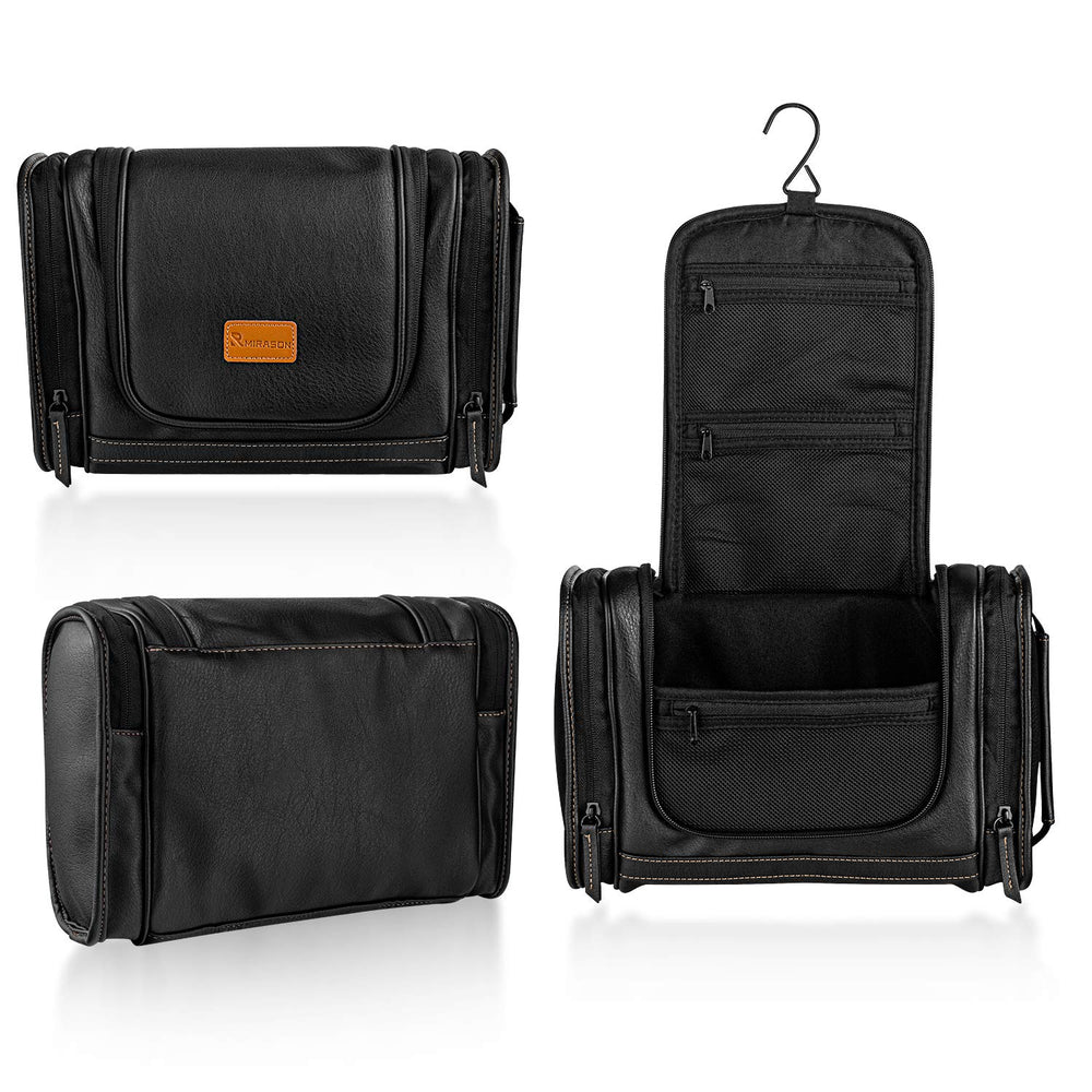 MIRASON toiletry bag interior shows mesh pockets and organizers.