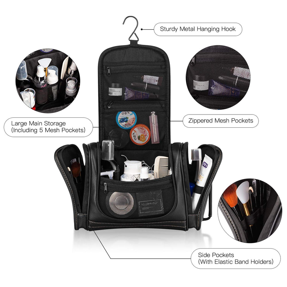MIRASON waterproof lining inside demonstrates leak protection for toiletries.