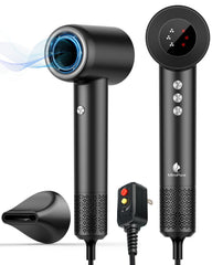 MiroPure hair dryer front view emphasizes the brushless motor for fast drying.