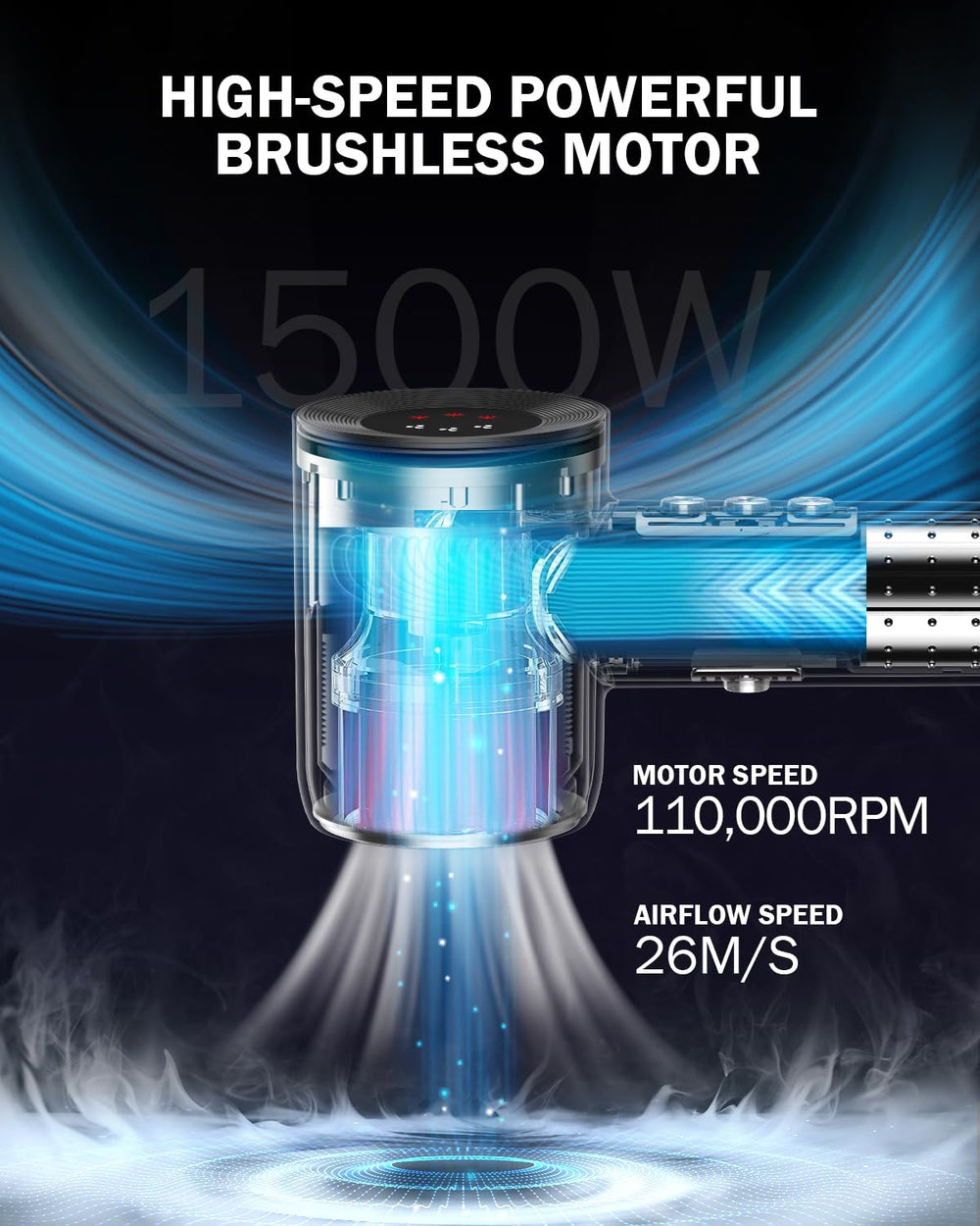 MiroPure hair dryer with ionic technology highlights the ion emission for smoother hair.