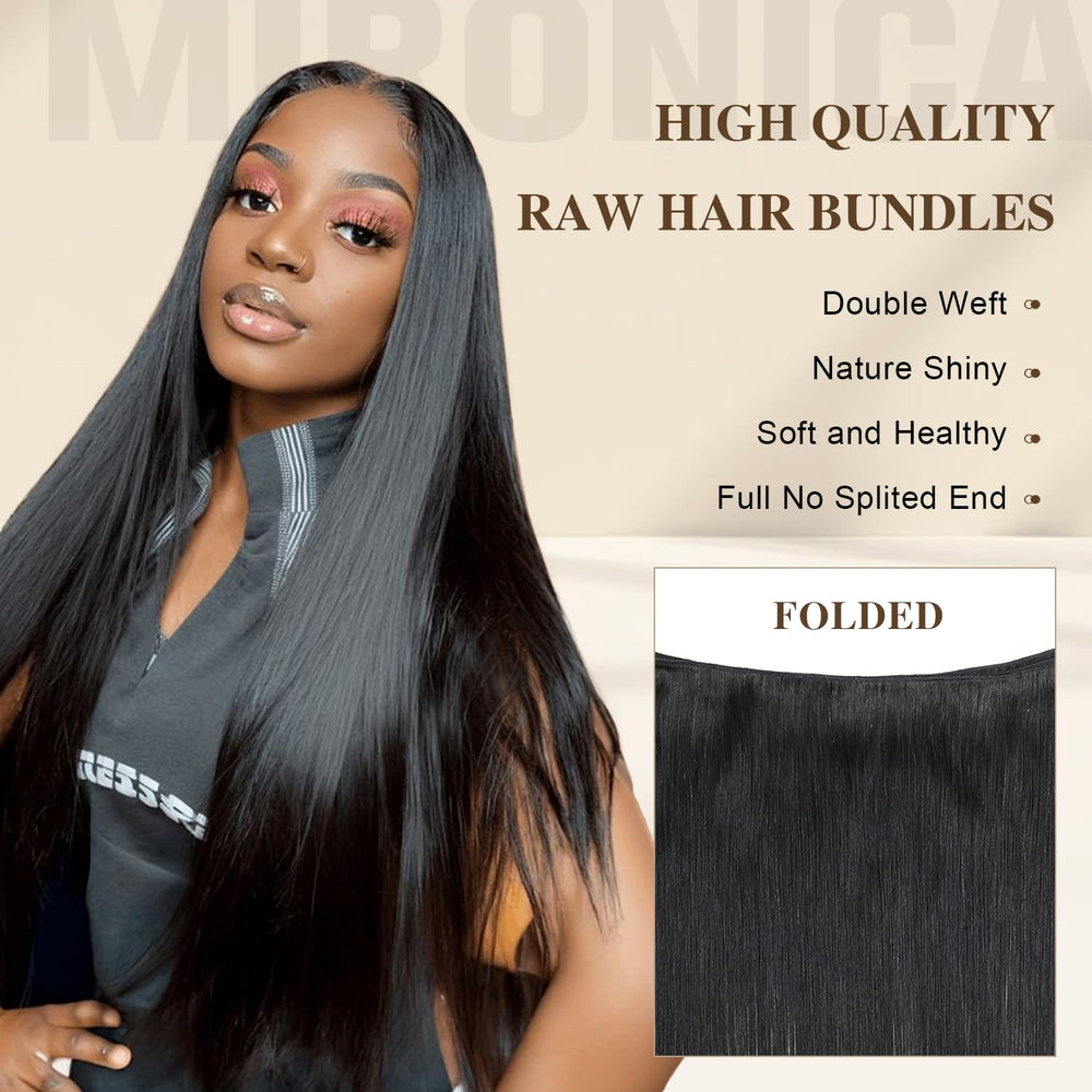 MIRONICA straight bundles silky texture highlighting soft, tangle-free feel