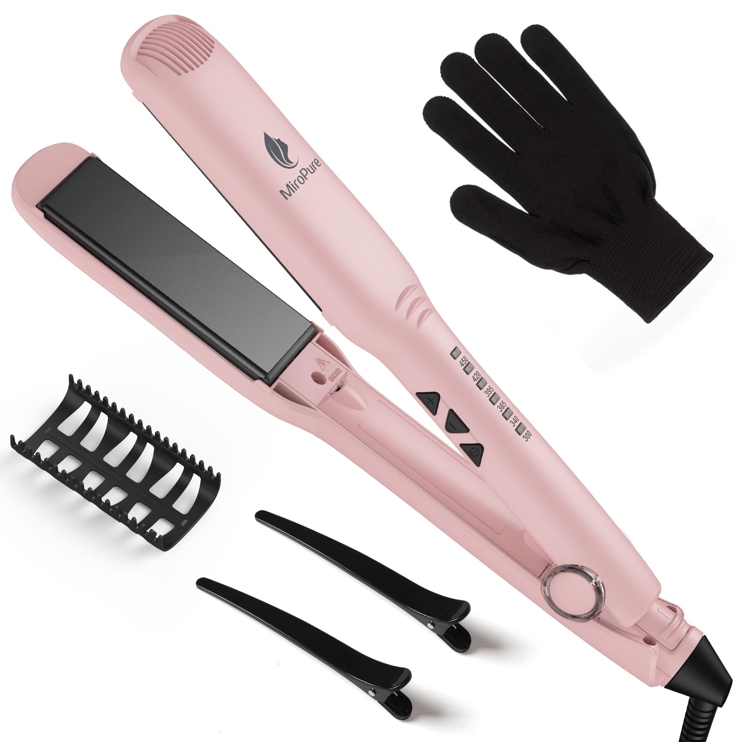 MiroPure 1.5-inch flat iron with 3D ceramic plates glides smoothly for straight styles