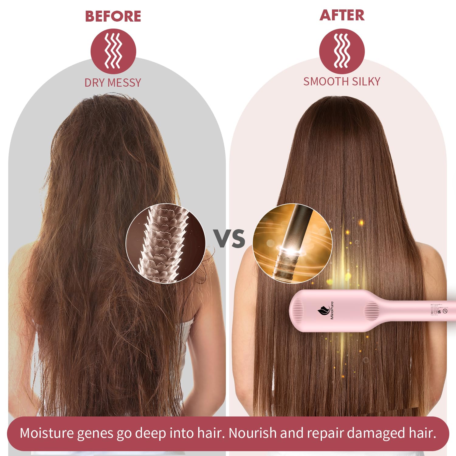 MiroPure anti-scald hot comb design protects while styling.