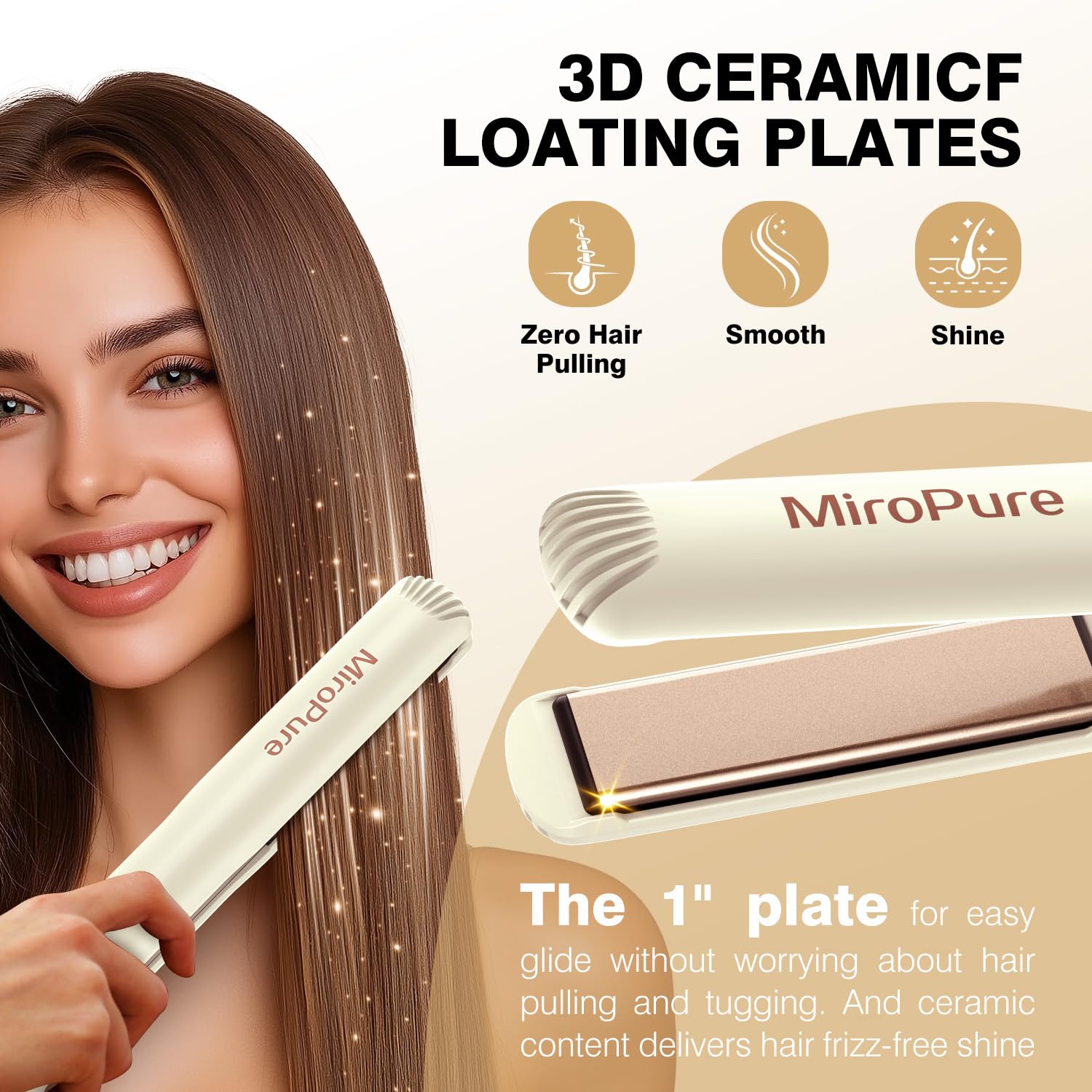 MiroPure auto shut-off feature shown for safe, worry-free styling sessions.