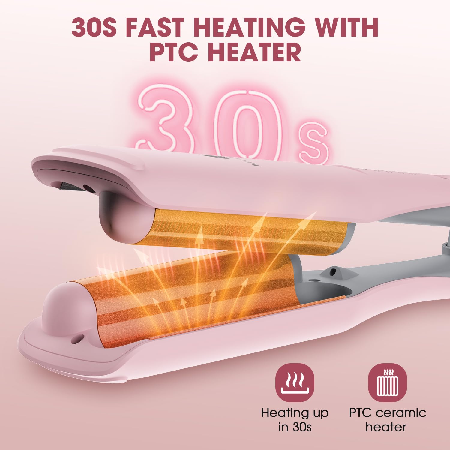 MiroPure Curling Iron 30s heat-up for fast morning styling.