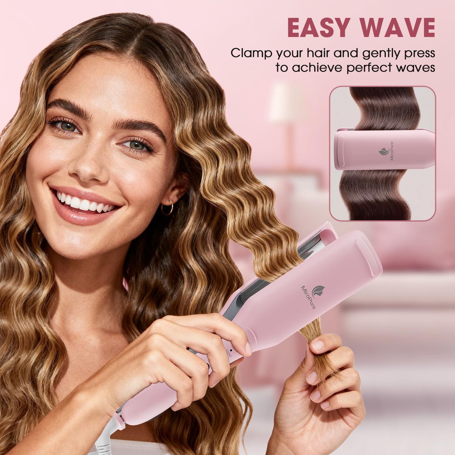 MiroPure Curling Iron dual voltage travel-ready with 360° swivel cord.