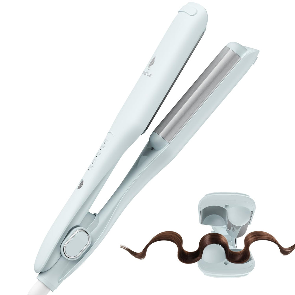 MiroPure curling iron hair crimper waver blue creates smooth beach waves for quick, stylish looks