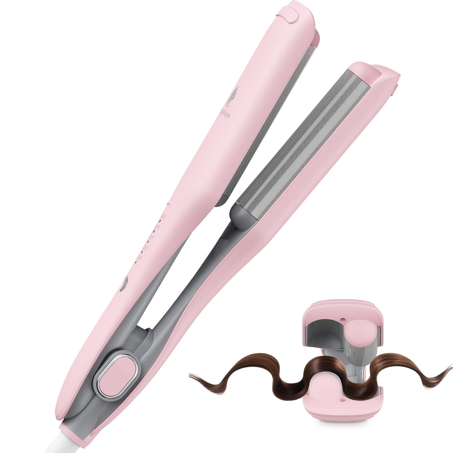 MiroPure Curling Iron pink 1-inch wand for quick beach waves and effortless styling.