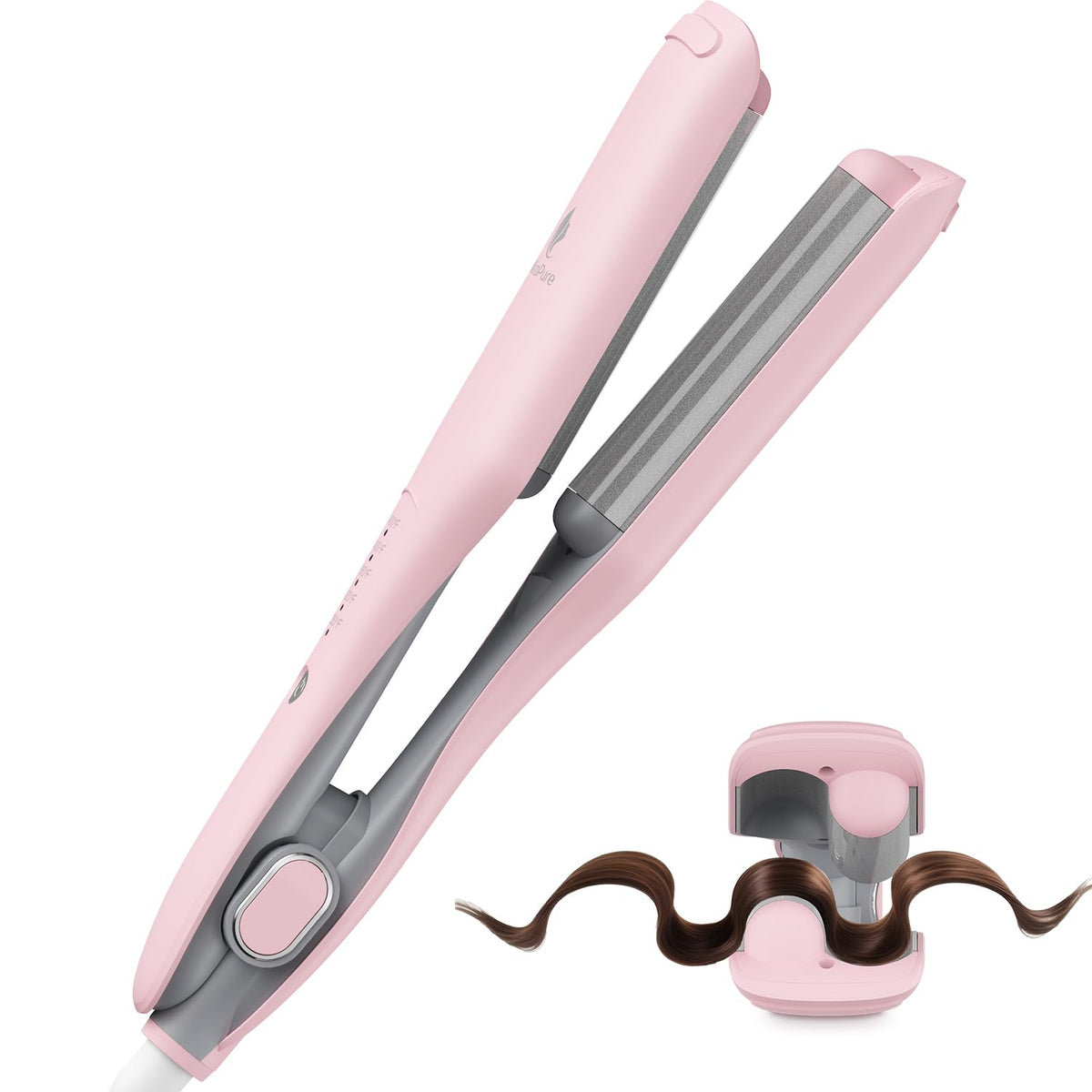 MiroPure Curling Iron pink 1-inch wand for quick beach waves and effortless styling.