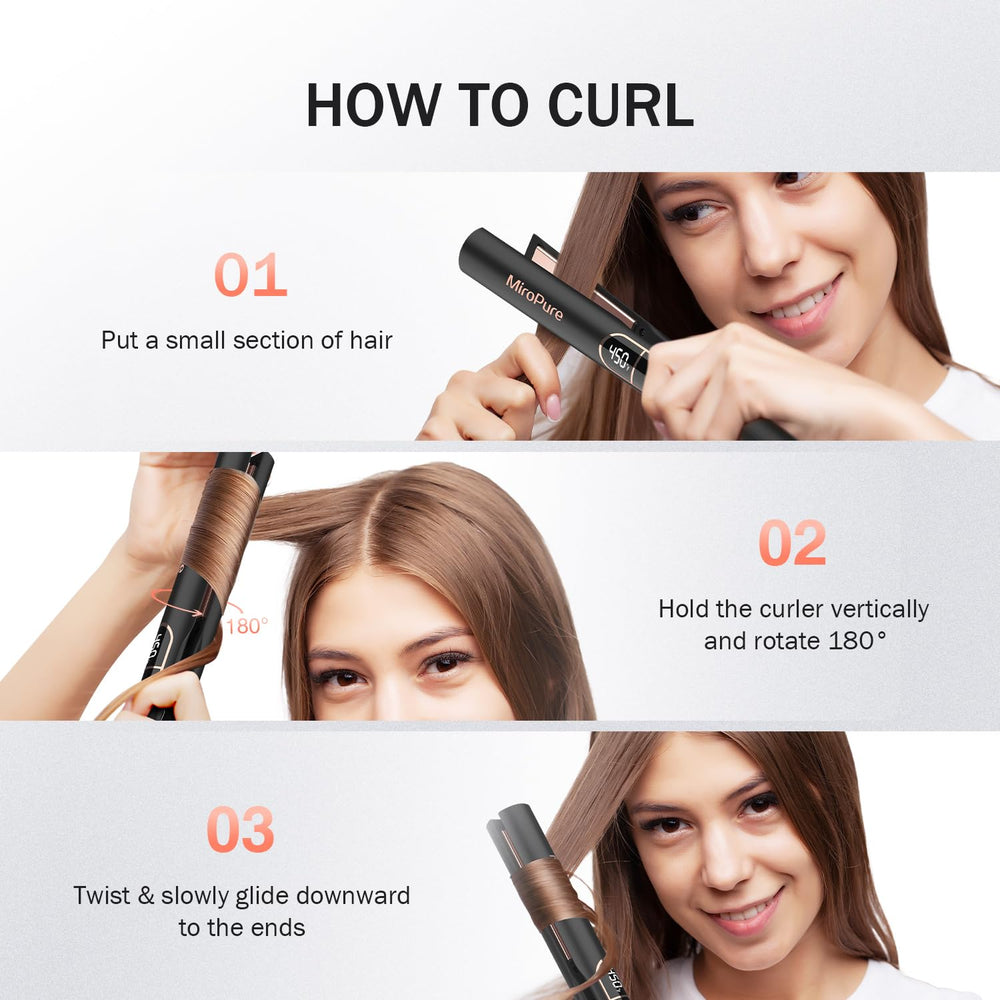 MiroPure 2-in-1 design straightens or curls with ease.