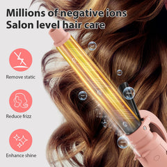 MiroPure ionic curler 1inch highlights sleek coils with reduced frizz throughout the day.