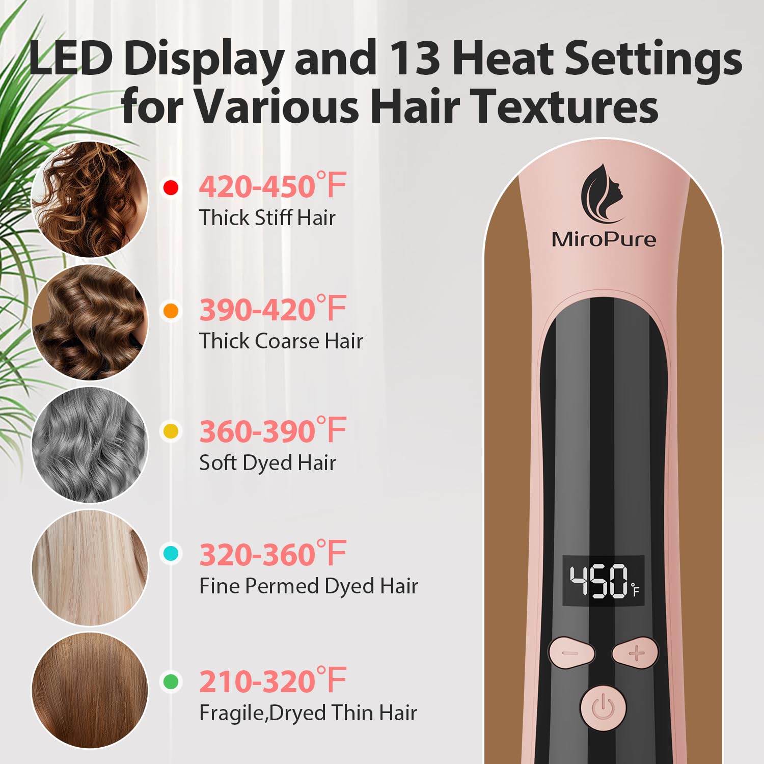 MiroPure long barrel 5.9 inches supports versatile waves on medium to long hair.