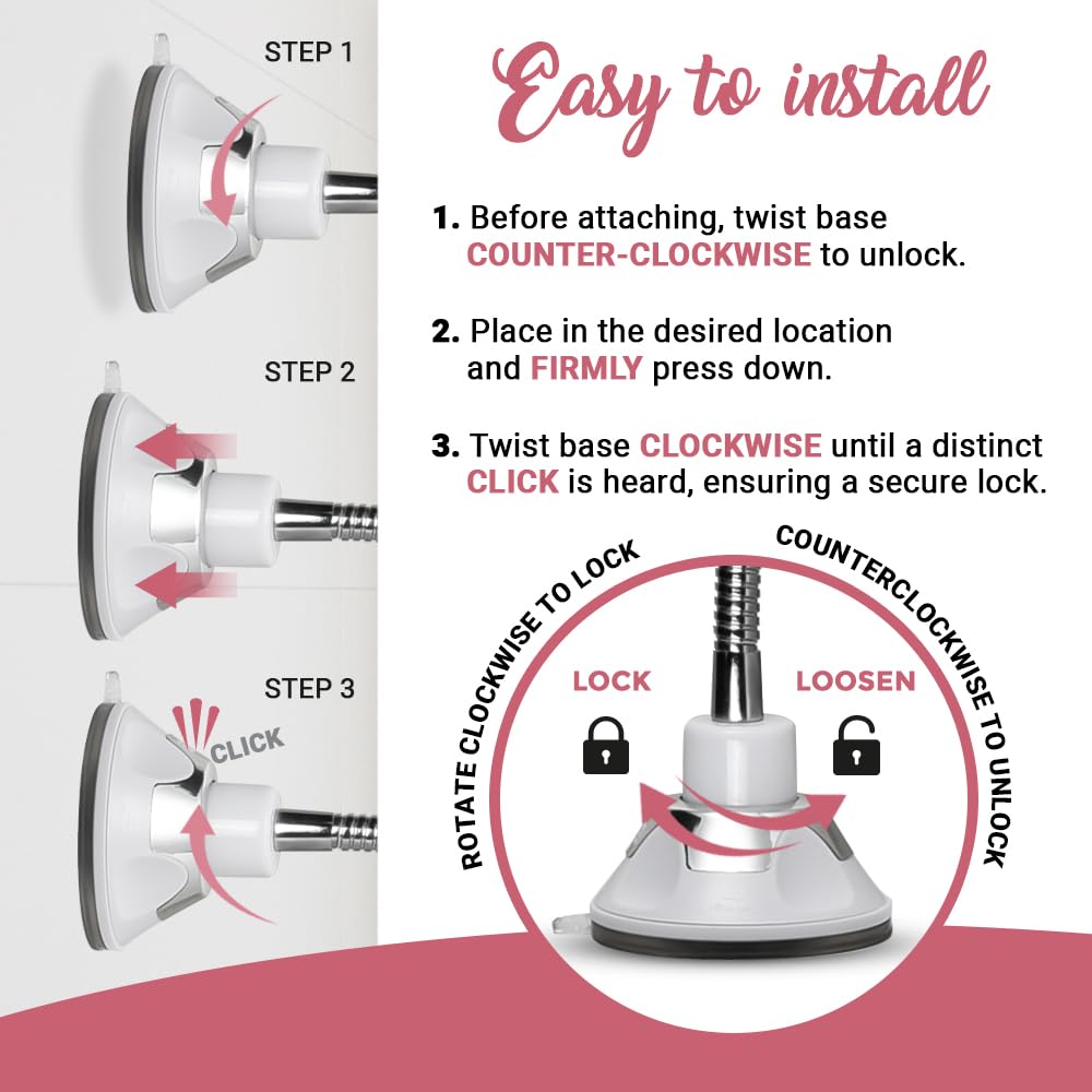 Mirrorvana easy twist repositioning with strong hold on flat surfaces.