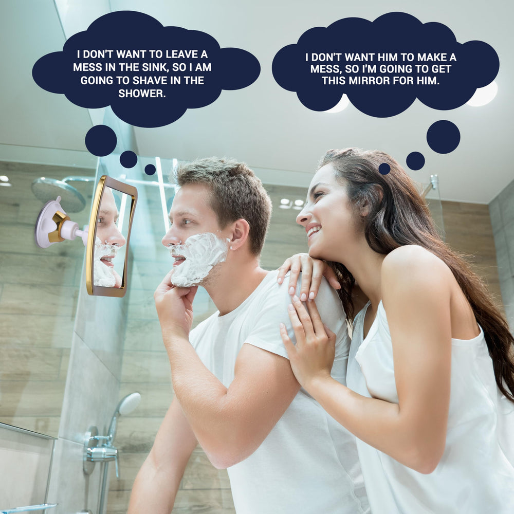 Mirrorvana gold finish adds luxury to any shower routine and bathroom decor.