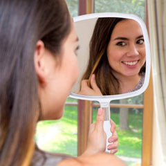 MIRRORVANA sturdy plastic frame keeps the mirror firmly in place during use.