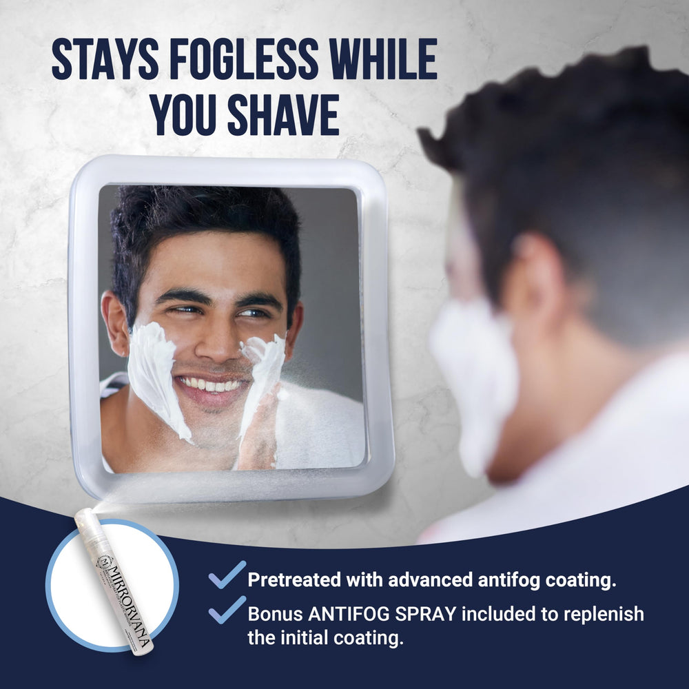 MIRRORVANA shatterproof mirror demonstrates durable design for safe bathroom use.