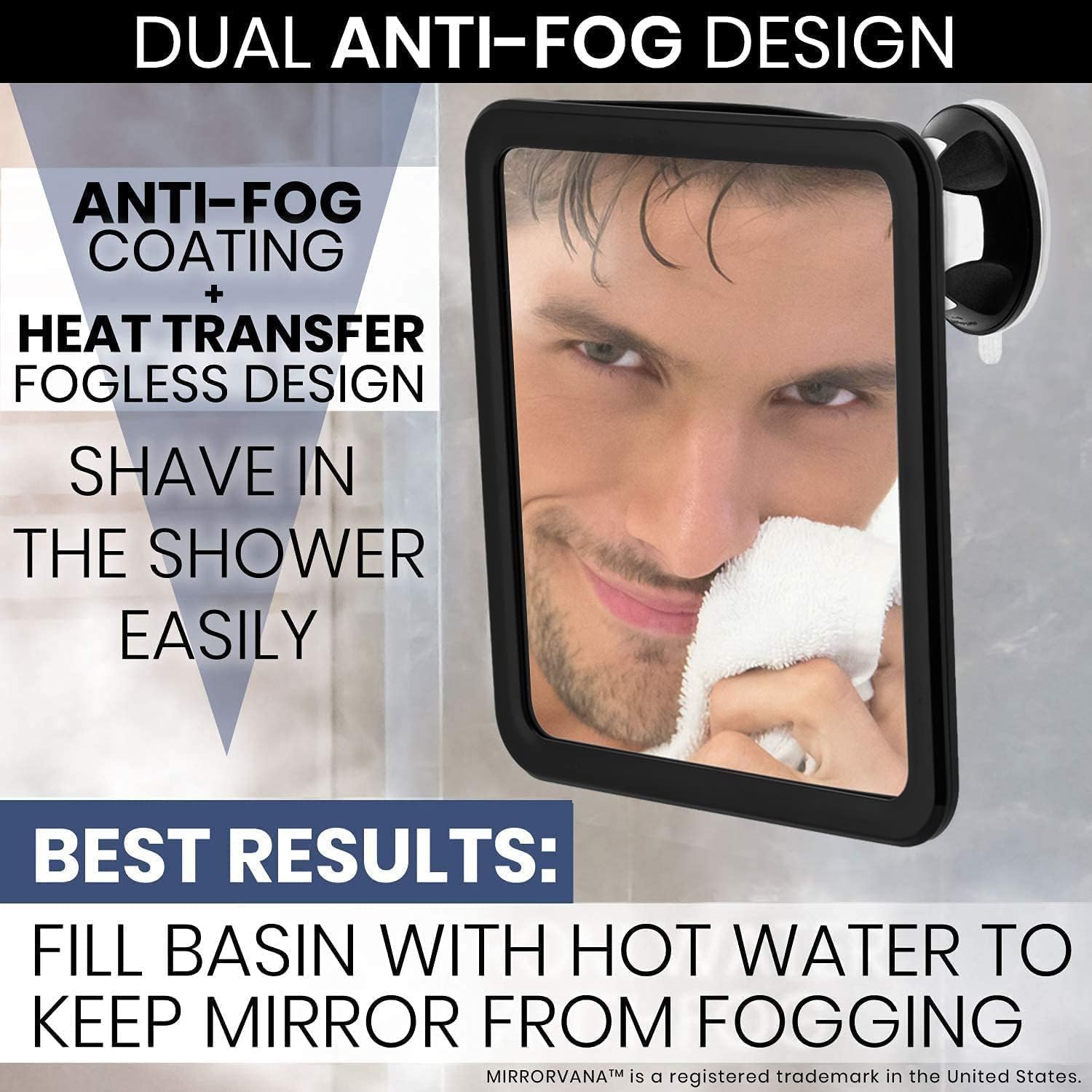 Mirrorvana suction-install close-up demonstrates quick 3-second mounting.