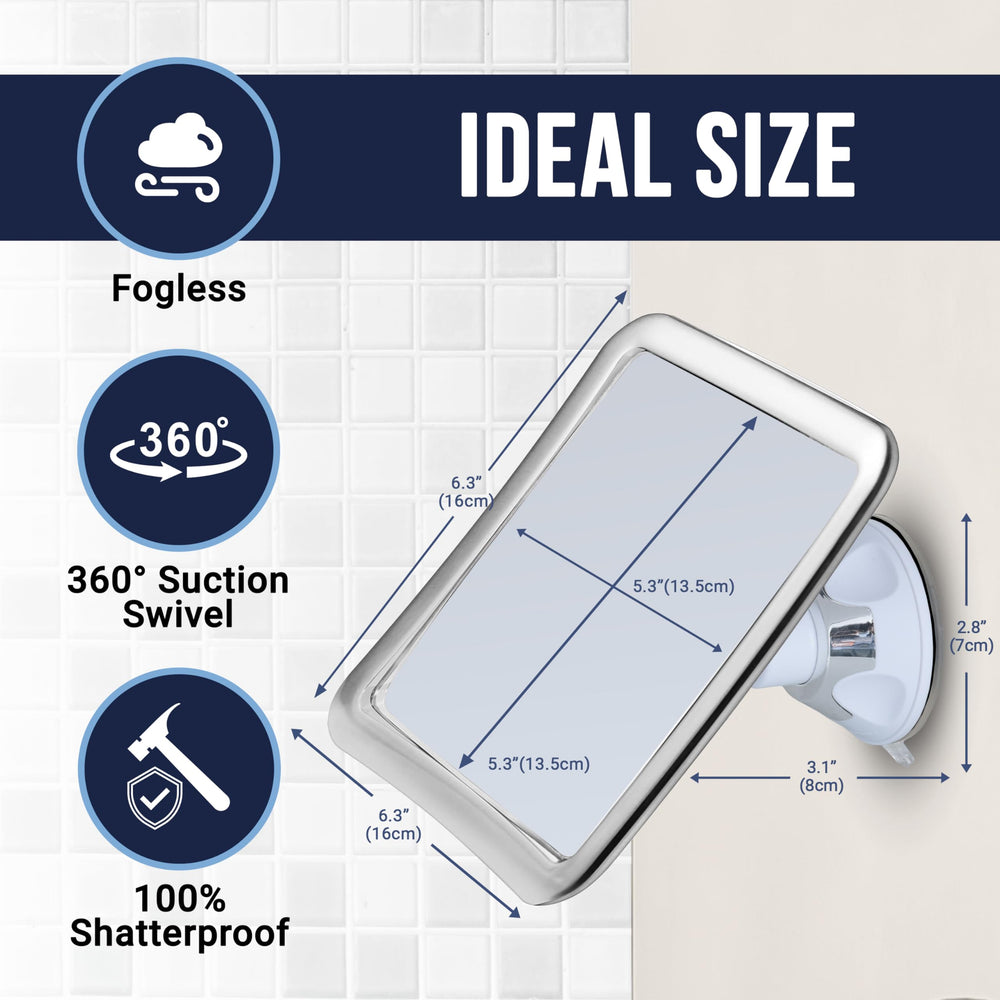 Mirrorvana upgraded suction cup securing mirror to flat surfaces