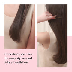 Mise En Scene conditioner applied to wet hair for detangling ease