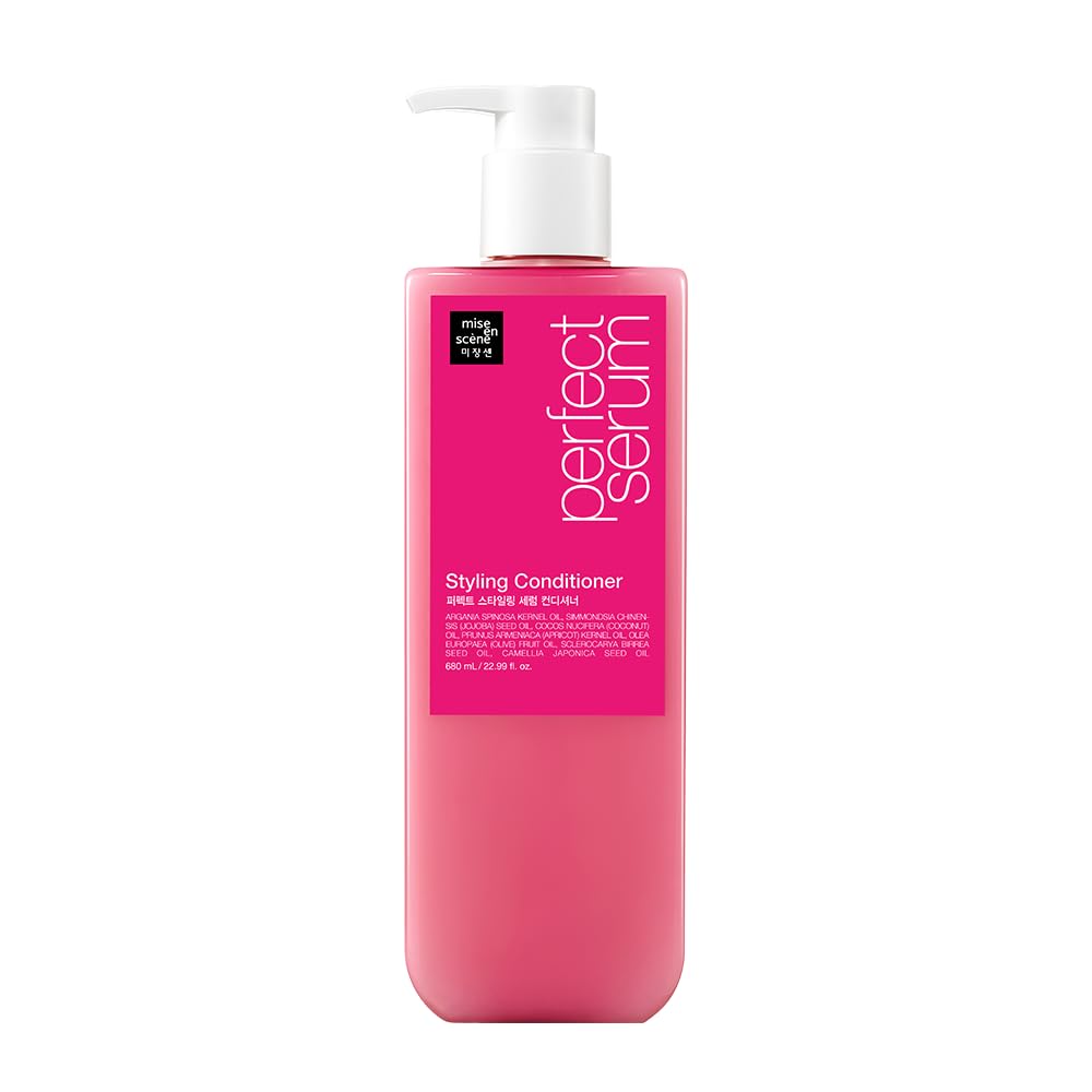 Mise En Scene perfect hair perfume conditioner bottle with powdery floral fragrance for daily use