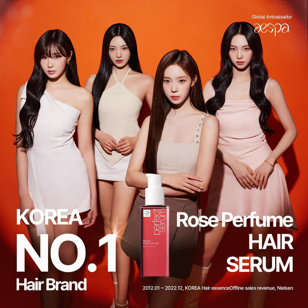Mise En Scene Perfect Rose Serum pump enables precise application for smooth hair.