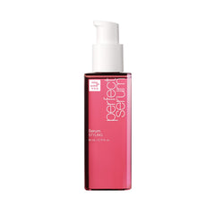 Mise En Scene Perfect Serum bottle front highlights a lightweight formula for lasting bounce and shine
