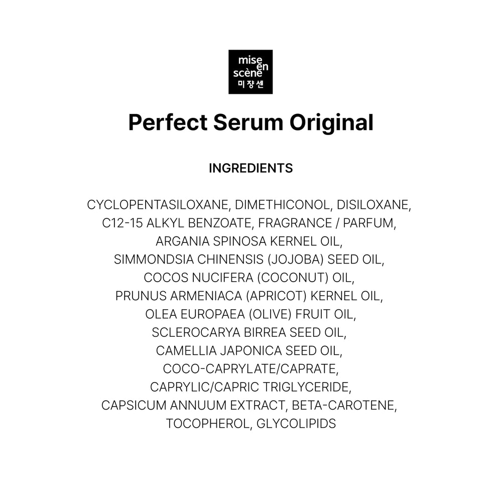 Mise En Scene Perfect Serum Original pairs well with shampoo and conditioner.