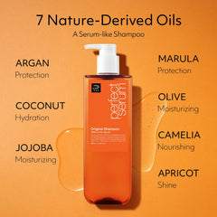 Mise En Scene Perfect Serum Original Shampoo creamy foam texture for easy cleansing.
