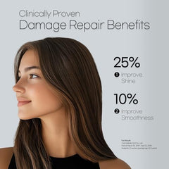 Mise En Scene serum application on hair shows smoothing mid-lengths