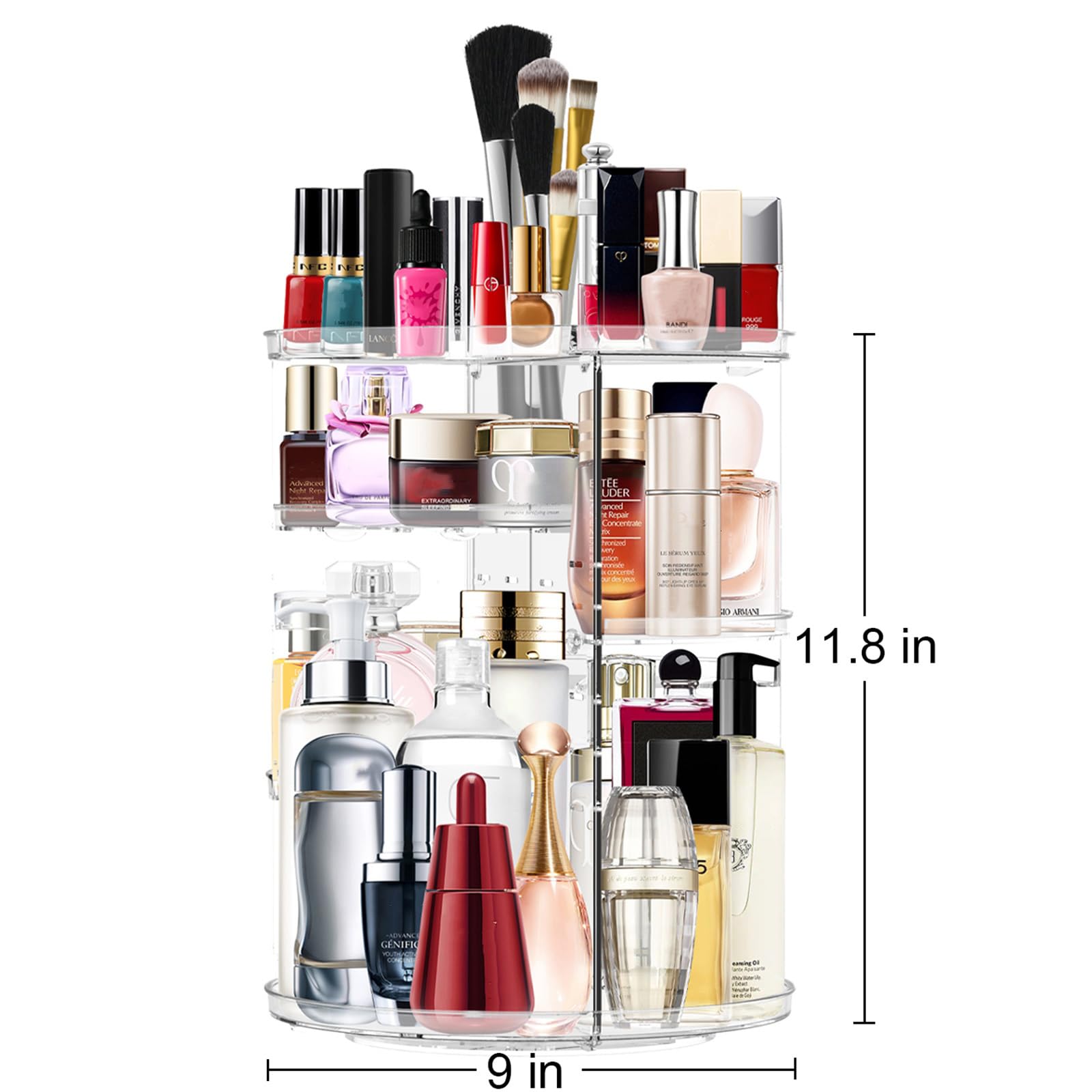 MISERWE cosmetic storage large capacity keeps lipstick, foundation, and brushes organized and visible.