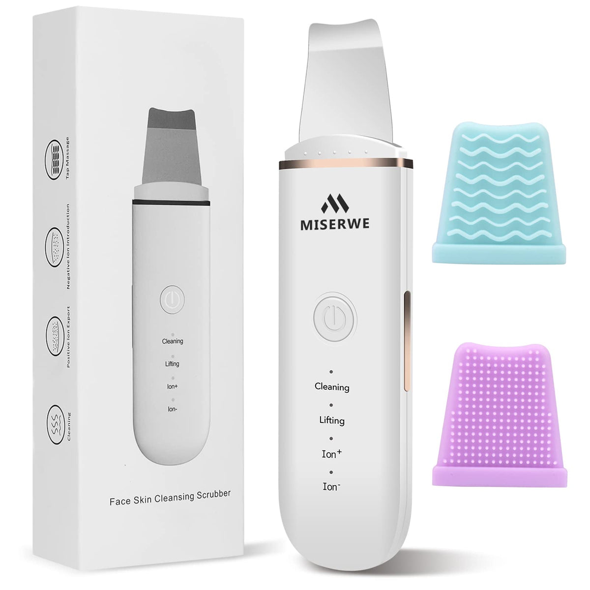 MISERWE Skin Scrubber white front view for gentle pore cleansing