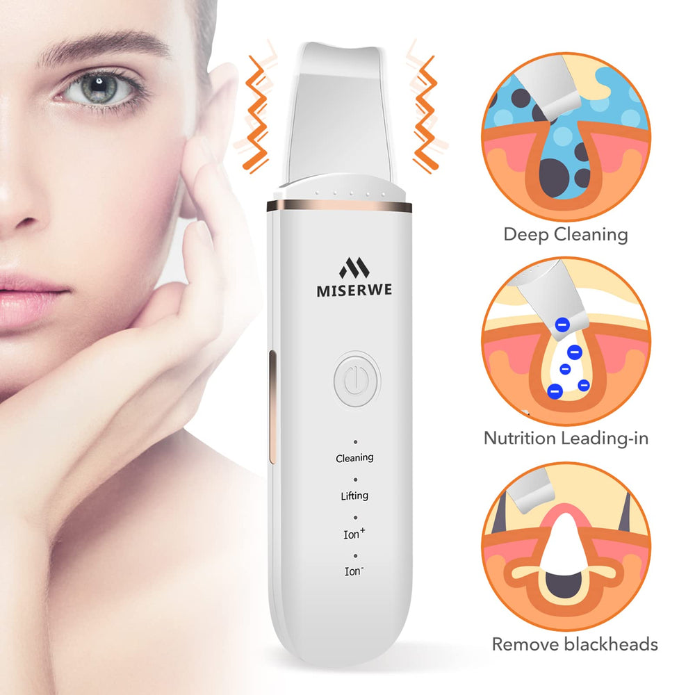 MISERWE Skin Scrubber white side view showing portable design for travel