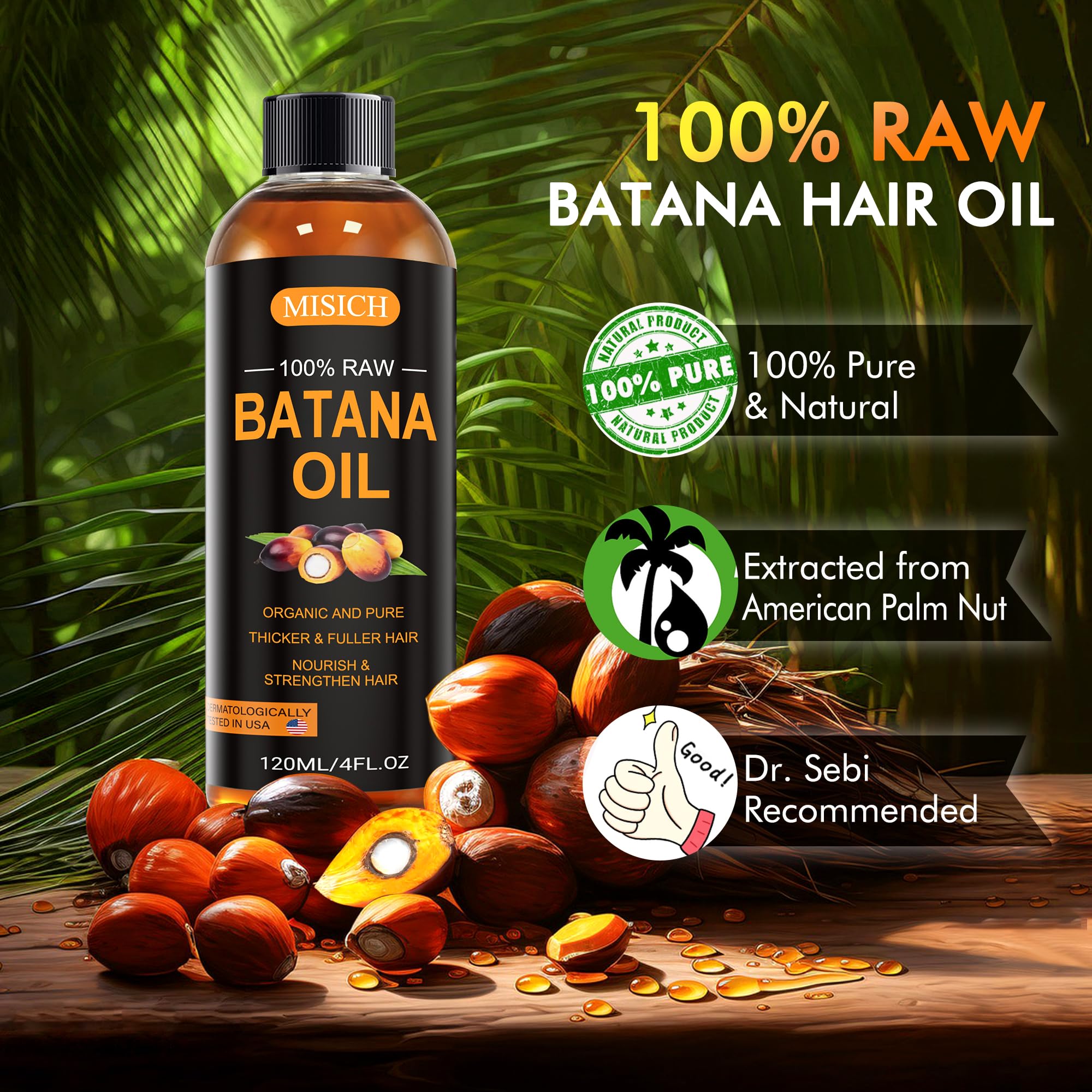 MISICH Dr Sebi Batana Oil hand pour demonstrates easy scalp care application.
