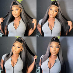Miss Flower bleached knots preplucked natural hairline closeup for seamless parting.