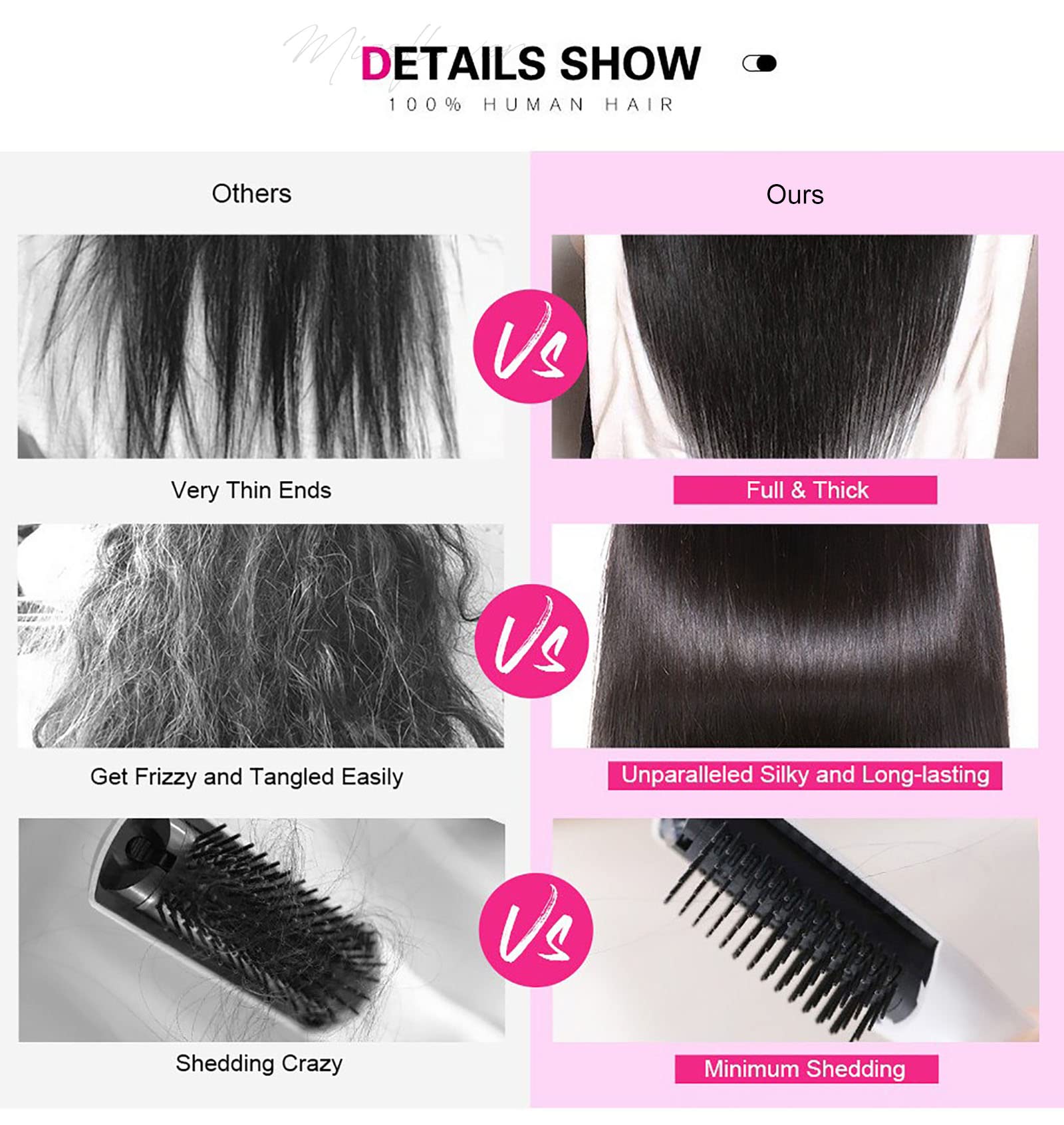 Miss Flower waterfall-hair effect as you move for natural flow and smooth shine.