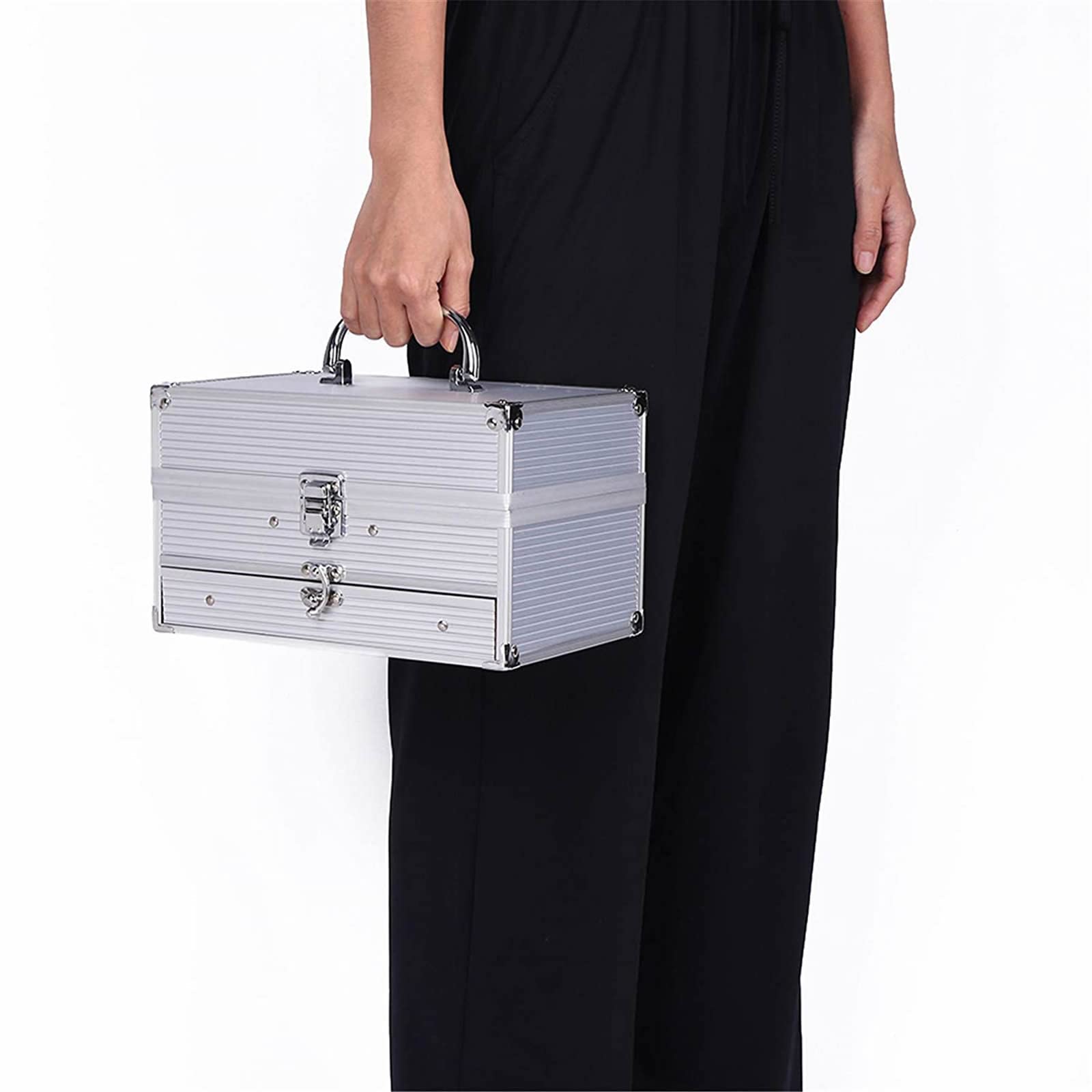 Miss Rose multi-layer makeup case design keeps cosmetics organized and accessible.