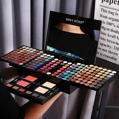 Miss Rose 190 Colors eyeshadow palette close-up with vibrant shimmer and matte options