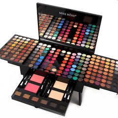 Miss Rose 190 Colors piano box set front view shows all-in-one makeup organizer for travel