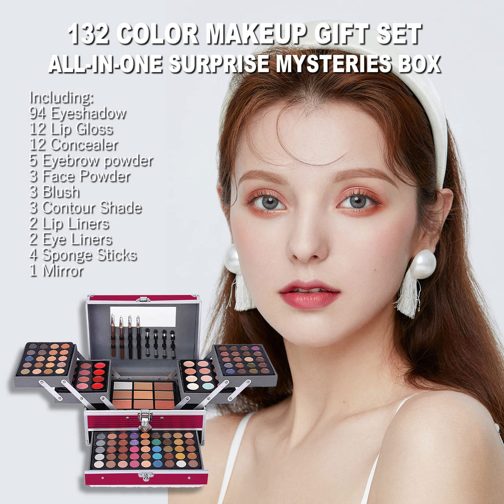 Miss Rose All In One 132-Color Makeup Kit gift-ready design appeals to makeup lovers.