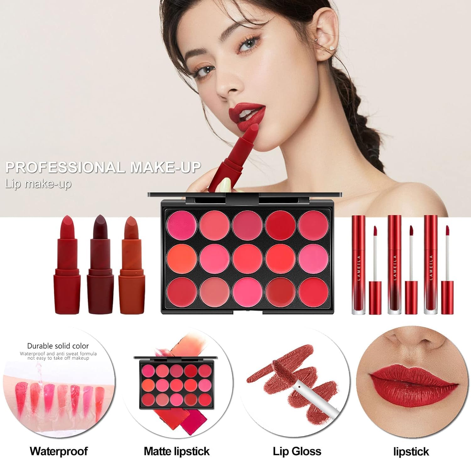 Miss Rose M All In One blush palette swatches on skin for rosy glow.