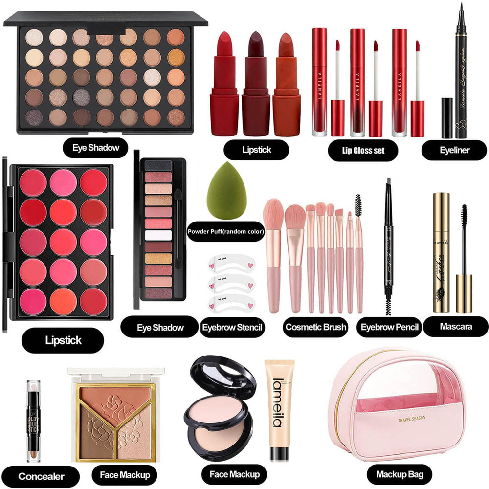 Miss Rose M All In One makeup kit lipgloss offers glossy shine with long wear for daily use.